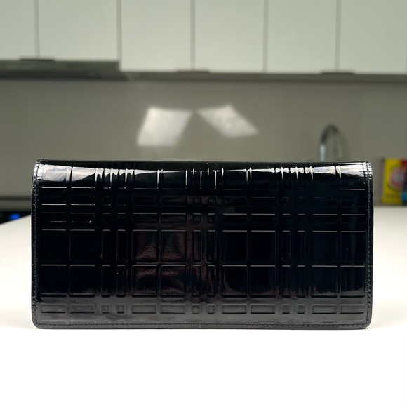 Authentic Burberry Black Patent Leather Continental Wallet